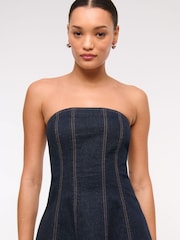 Abercrombie & Fitch Blue Mila Strapless Denim Mini Dress - Image 4 of 5