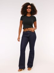 Abercrombie & Fitch Blue Suede Curve Love Mid Rise Bootcut Jean - Image 1 of 8