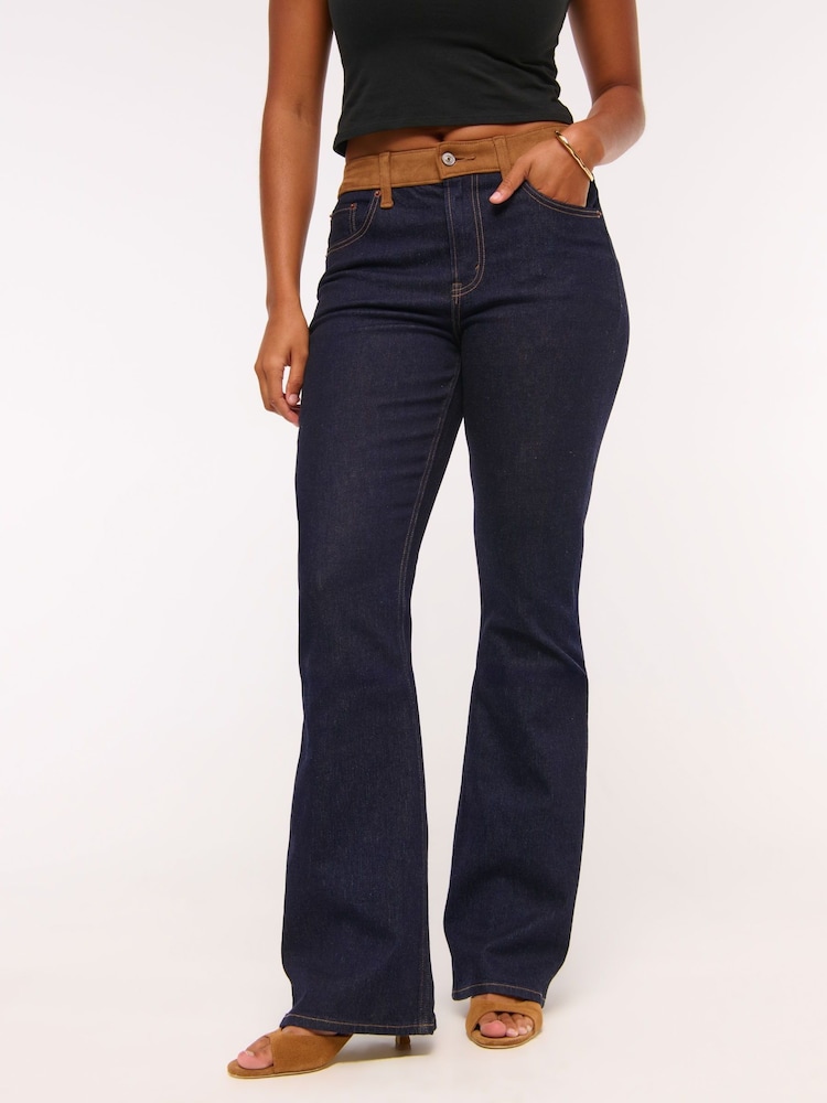 Abercrombie & Fitch Blue Suede Curve Love Mid Rise Bootcut Jean - Image 2 of 8
