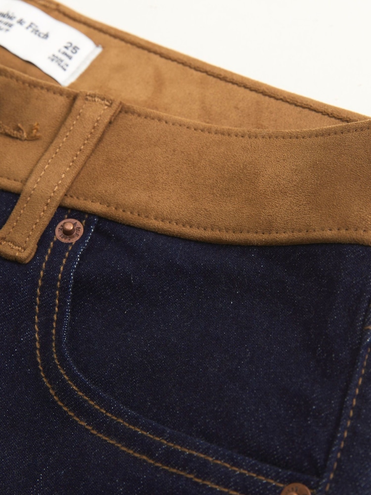 Abercrombie & Fitch Blue Suede Curve Love Mid Rise Bootcut Jean - Image 8 of 8
