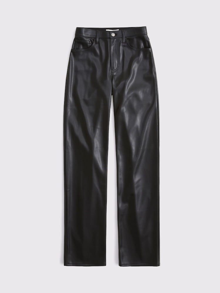 Abercrombie & Fitch Vegan Leather 90's Relaxed Trousers - Slika 6 iz 6
