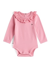 Tommy Hilfiger Pink Essential Broderie Anglaise Collar Bodysuit - Image 1 of 2