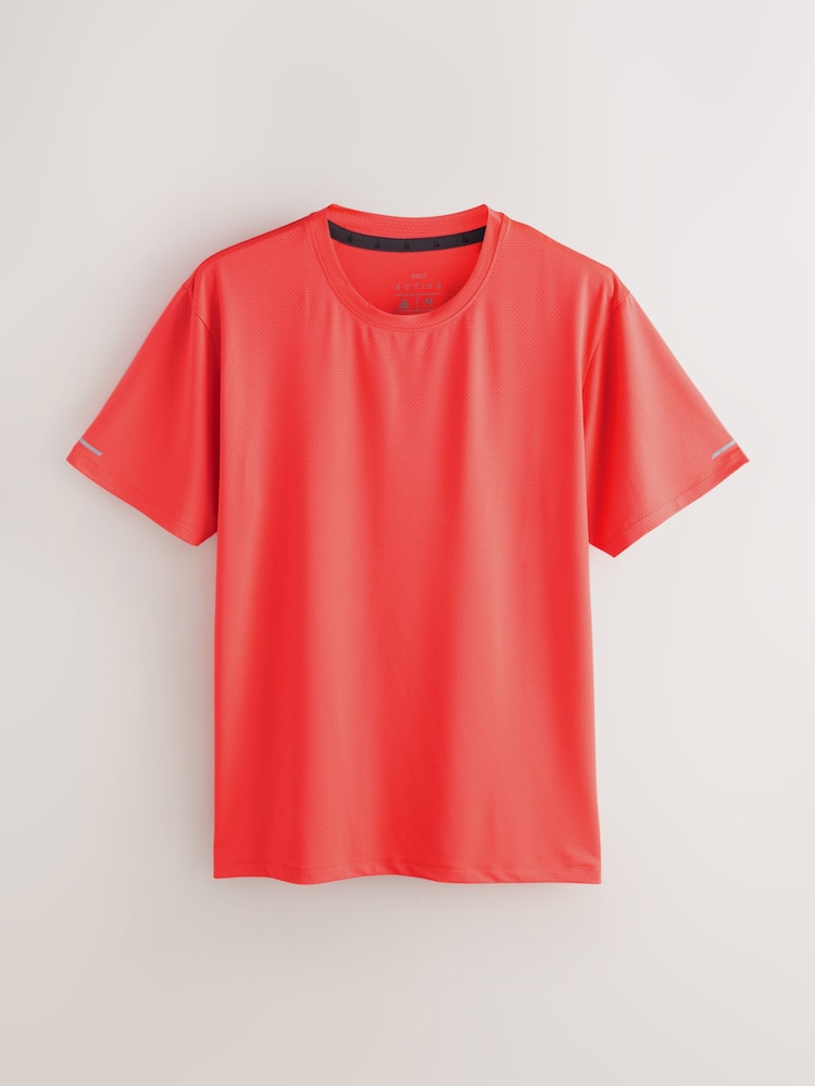 Coral Orange Active Gym Textured Training T-Shirt - Image 1 of 3