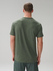 Khaki Green Short Sleeve Tee Active Gym Training Top - Image 2 of 9