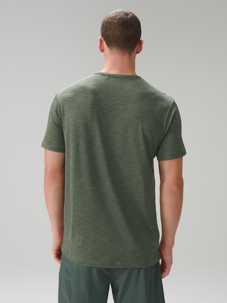 Khaki Green Short Sleeve Tee Active Gym Training Top - Image 2 of 9