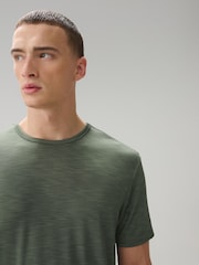 Khaki Green Short Sleeve Tee Active Gym Training Top - Image 5 of 9