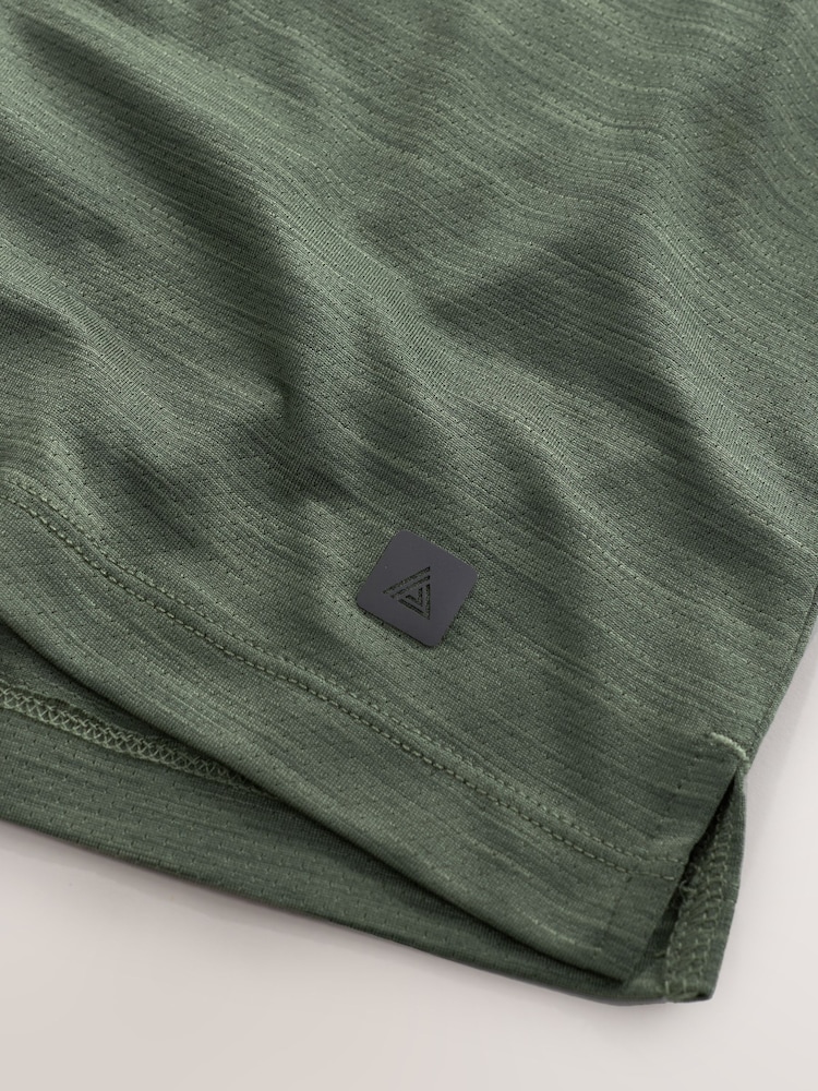 Khaki Green Short Sleeve Tee Active Gym Training Top - Image 9 of 9