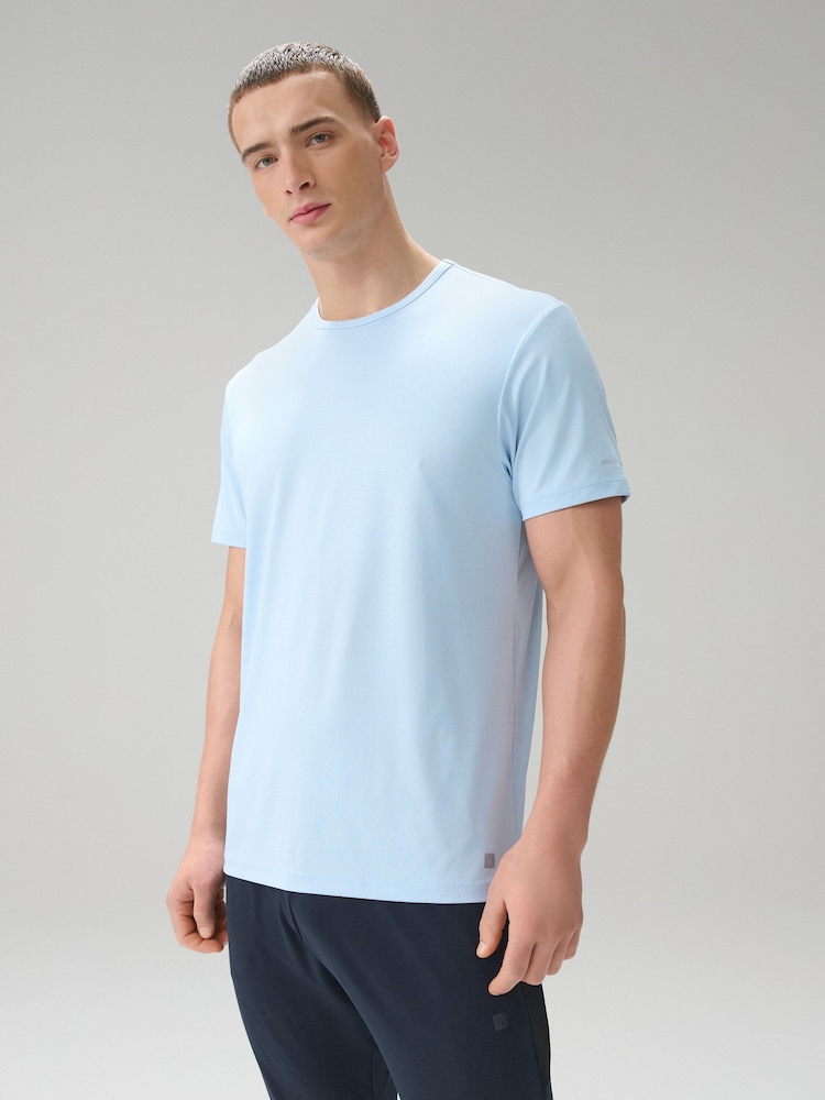 Pale Blue Short Sleeve Tee Active Gym Training Top - Image 1 of 9