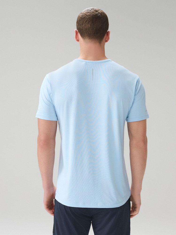 Pale Blue Short Sleeve Tee Active Gym Training Top - Image 2 of 9