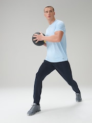 Pale Blue Short Sleeve Tee Active Gym Training Top - Image 3 of 9