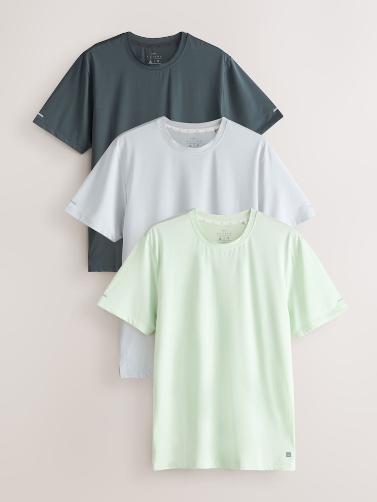 Slate Grey Active Textured Training T-Shirt 3 Pack - Image 1 of 9