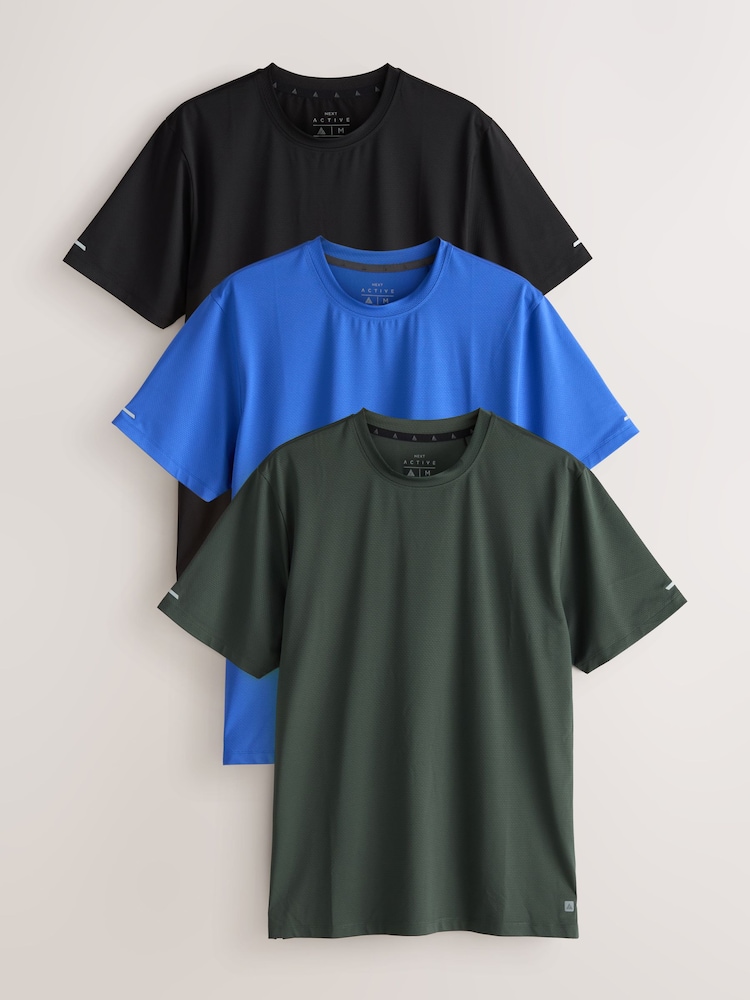 שחור - מארז של 3 חולצות טי ספורטיביות עם מרקם - תמונה 1 מתוך 9