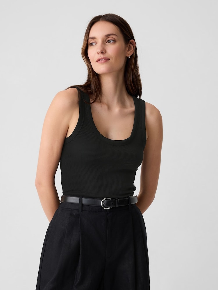 Gap Black Soft Ribbed Sleeveless Vest Top - Image 1 of 5
