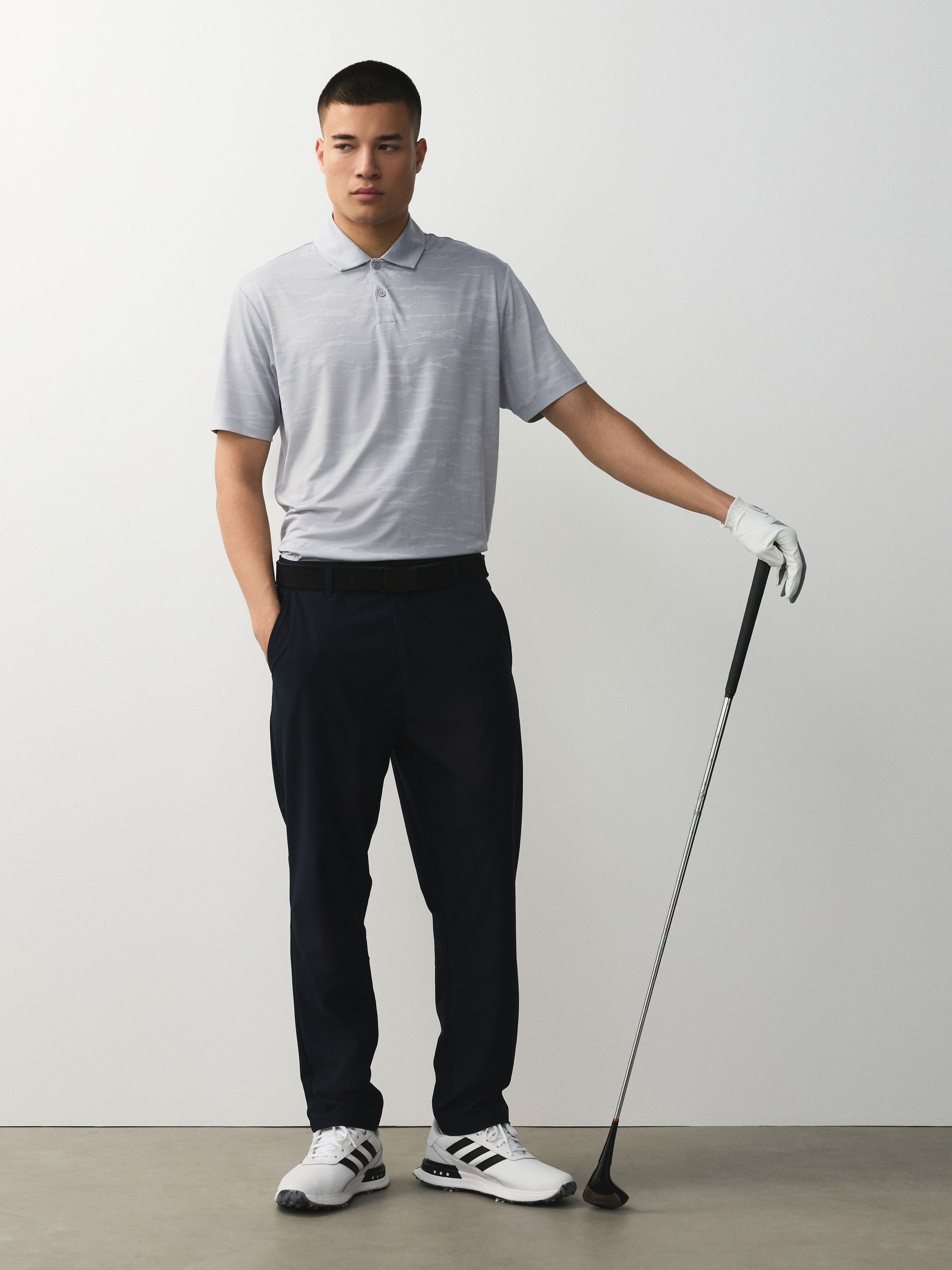 Buy Ice Grey Active Jacquard Golf Polo Shirt from Next Romania
