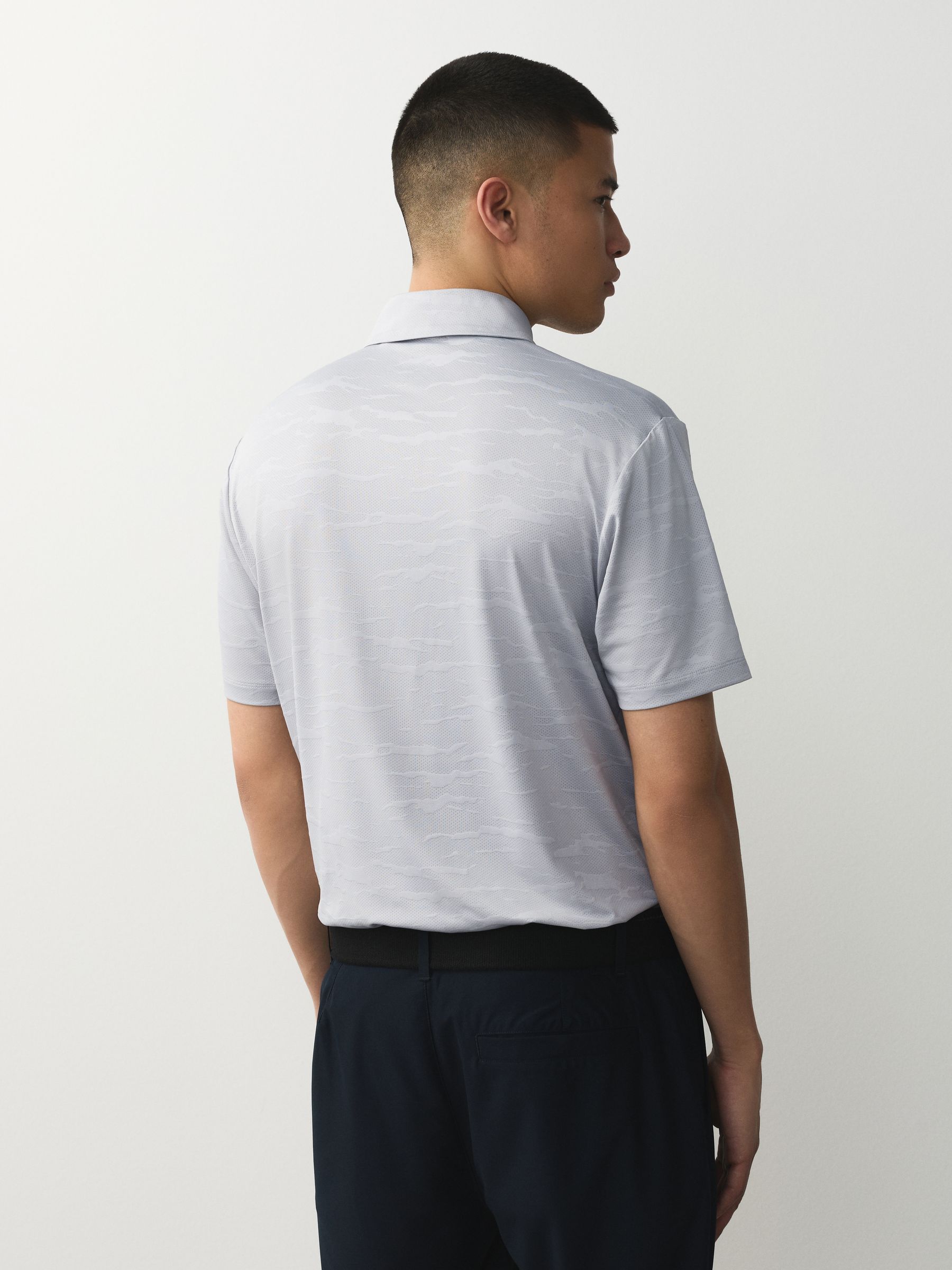 ERECTRICGOLF FIVEBUTTONS POLO GREY Lサイズ Buy Ice Grey Active Jacquard Golf Polo Shirt from Next Romania