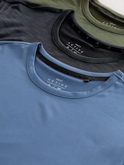 Charcoal Grey/ Khaki Green/ Blue Short Sleeve Tee Active Gym Mesh T-Shirts 3 Pack - Image 8 of 9