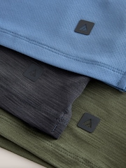 Charcoal Grey/ Khaki Green/ Blue Short Sleeve Tee Active Gym Mesh T-Shirts 3 Pack - Image 9 of 9