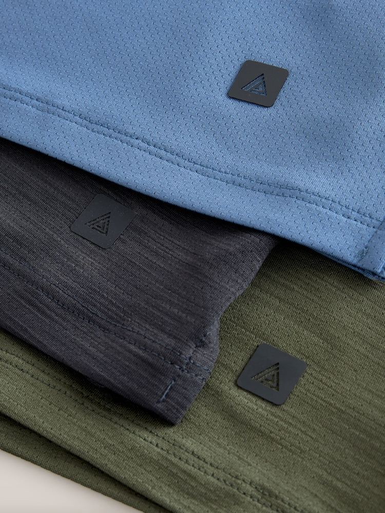 Charcoal Grey/ Khaki Green/ Blue Short Sleeve Tee Active Gym Mesh T-Shirts 3 Pack - Image 9 of 9