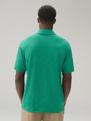 ירוק - חולצת פולו ספורטיבית בסגנון גולף מבד ז'קארד - תמונה 2 מתוך 5