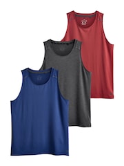 Black/ Red/ Charcoal Grey Vest Active Gym Mesh T-Shirts 3 Pack - Image 1 of 6