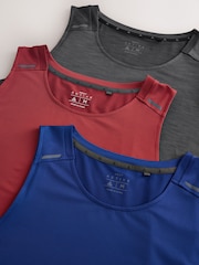 Black/ Red/ Charcoal Grey Vest Active Gym Mesh T-Shirts 3 Pack - Image 9 of 9