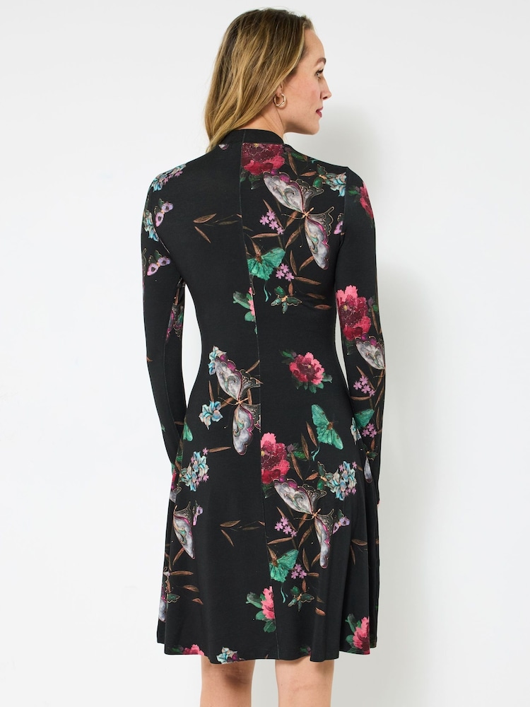 Joe Browns Black Butterfly Print Mini Dress - Image 2 of 5 Joe Browns Black Butterfly Print Mini Dress - Image 2 of 5