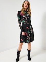 Joe Browns Black Butterfly Print Mini Dress - Image 3 of 5