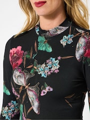 Joe Browns Black Butterfly Print Mini Dress - Image 4 of 5