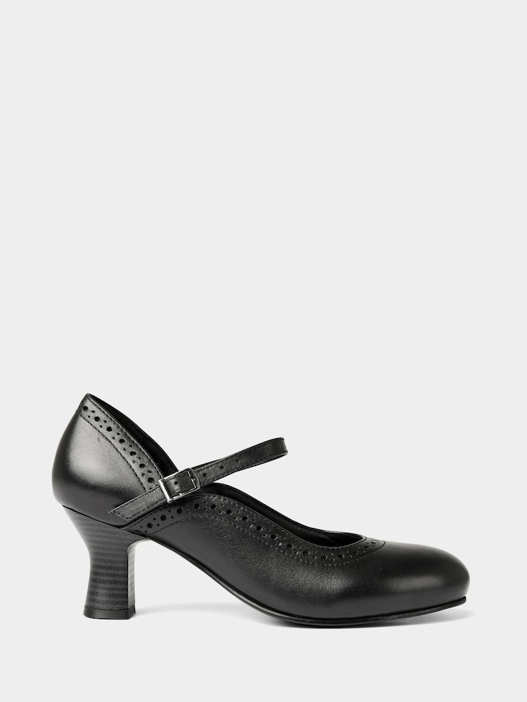 Joe Browns Black Embossed Detail Leather Mary Janes Shoes - Image 1 of 5
