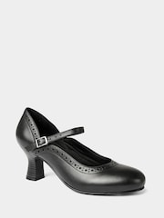 Joe Browns Black Embossed Detail Leather Mary Janes Shoes - Image 2 of 5