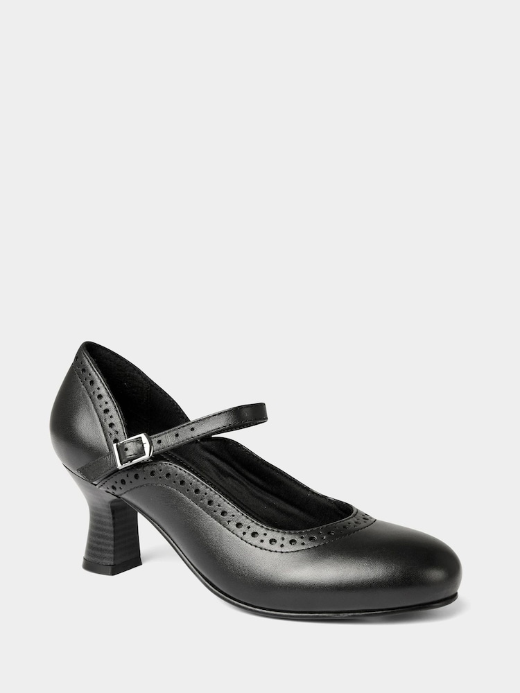 Joe Browns Black Embossed Detail Leather Mary Janes Shoes - Image 2 of 5 Joe Browns Black Embossed Detail Leather Mary Janes Shoes - Image 2 of 5