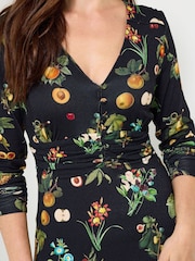 Joe Browns Black Fruit Print Midi Dress - Image 4 of 7