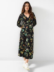 Joe Browns Black Fruit Print Midi Dress - Image 6 of 7