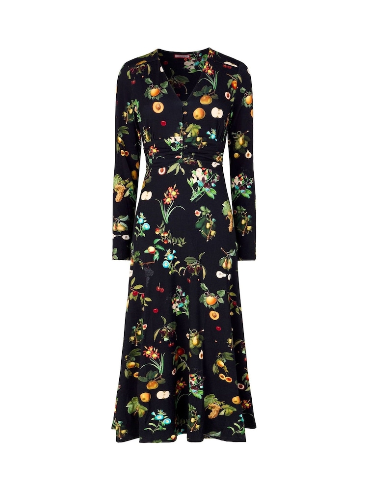 Joe Browns Black Fruit Print Midi Dress - Image 7 of 7