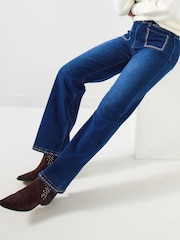 Joe Browns Blue Embroidered Detail Wide Jeans - Image 2 of 5