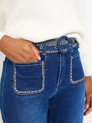 Joe Browns Blue Embroidered Detail Wide Jeans - Image 3 of 5