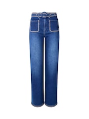 Joe Browns Blue Embroidered Detail Wide Jeans - Image 5 of 5