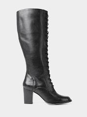Joe Browns Black Embossed Detail Side Zip Leather Lace Up Boots - Image 1 of 3