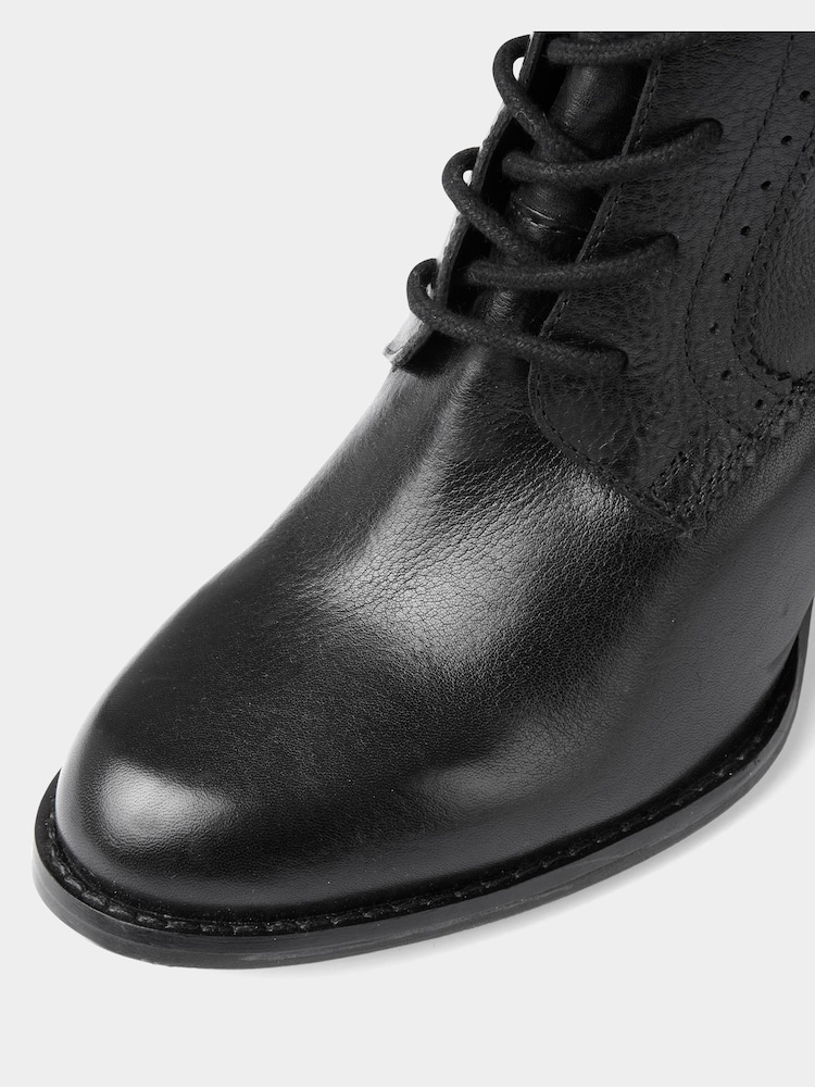 Joe Browns Black Embossed Detail Side Zip Leather Lace Up Boots - Image 3 of 3