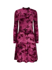 Joe Browns Purple Flocked Butterfly Mini Skater Dress - Image 5 of 5