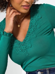 Joe Browns Green Button Detail Jersey Top - Image 4 of 5