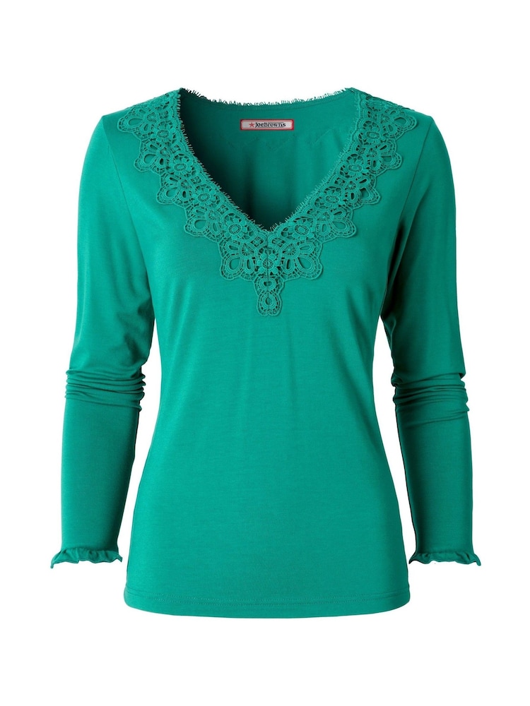 Joe Browns Green Button Detail Jersey Top - Image 5 of 5