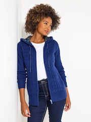 Joe Browns Blue Cable Knit Zip Cardigan - Image 1 of 6