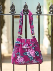 Joe Browns Purple Button Clasp Velvet Bag - Image 2 of 7