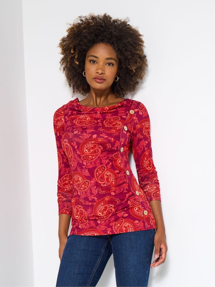 Joe Browns Orange Button Detail Paisley Top - Image 1 of 5
