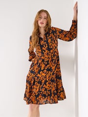 Joe Browns Black Autumn Floral Tiered Dress - Image 3 of 7
