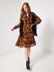 Joe Browns Black Autumn Floral Tiered Dress - Image 4 of 7