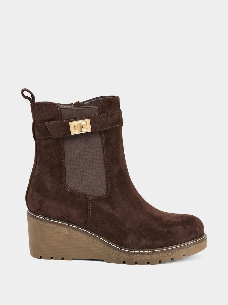 Joe Browns Brown Chocolate Brown Side Zip Ankle Boots - Image 1 of 4