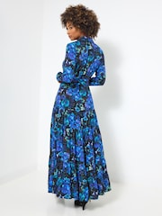 Joe Browns Blue Print Floral Maxi Shirt Dress - Image 4 of 7