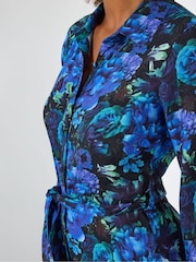 Joe Browns Blue Print Floral Maxi Shirt Dress - Image 6 of 7